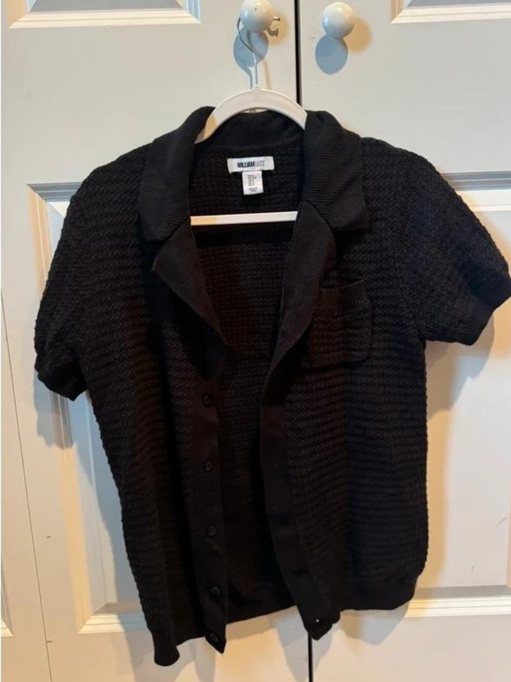 Black Textured Short-Sleeve Knit Shirt